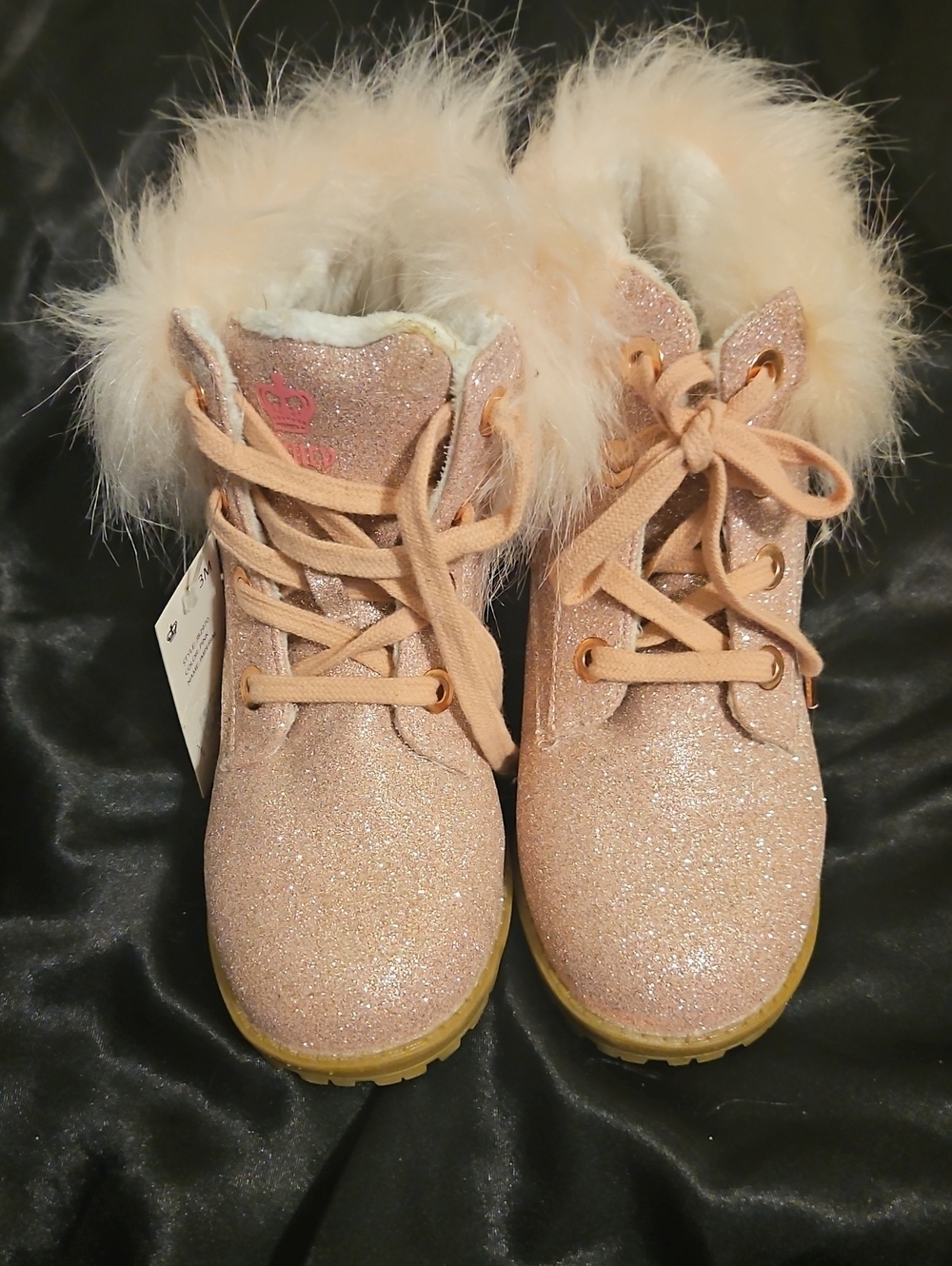 Kids Sparkle Fur-Lined Pink Boots